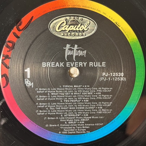 Tina Turner - “Break Every Rule” Vinyl LP - Picture 4 of 5